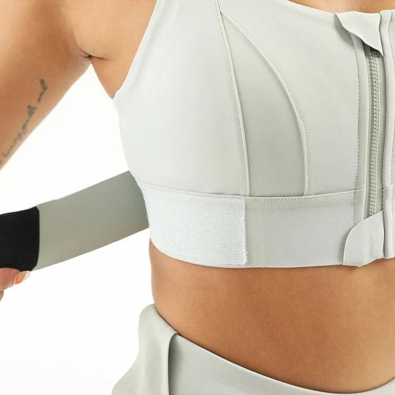 Women Sports Bra,Adjustable and Front Zipper/Plus Sizes Available