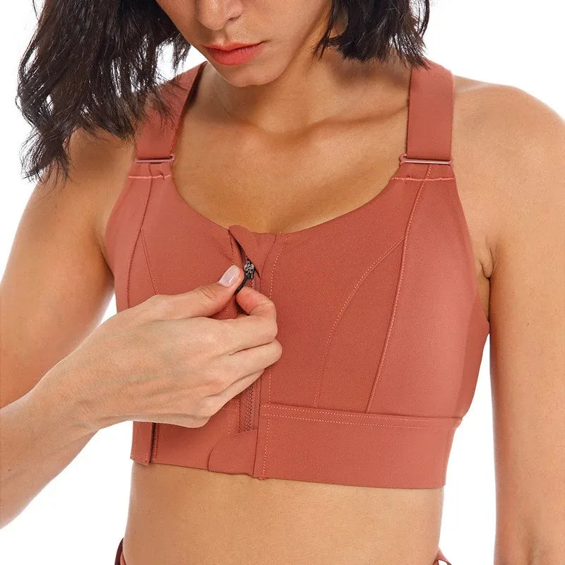 Women Sports Bra,Adjustable and Front Zipper/Plus Sizes Available