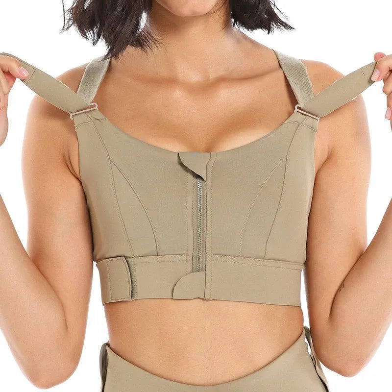 Women Sports Bra,Adjustable and Front Zipper/Plus Sizes Available
