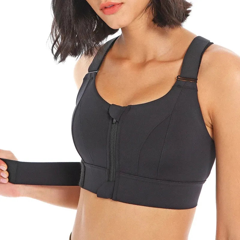 Women Sports Bra,Adjustable and Front Zipper/Plus Sizes Available