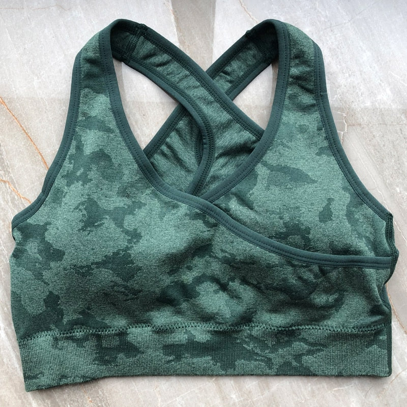 Seamless Fitness Shorts High Waisted/ Camo Workout Tops/ Camo Fitness Leggings
