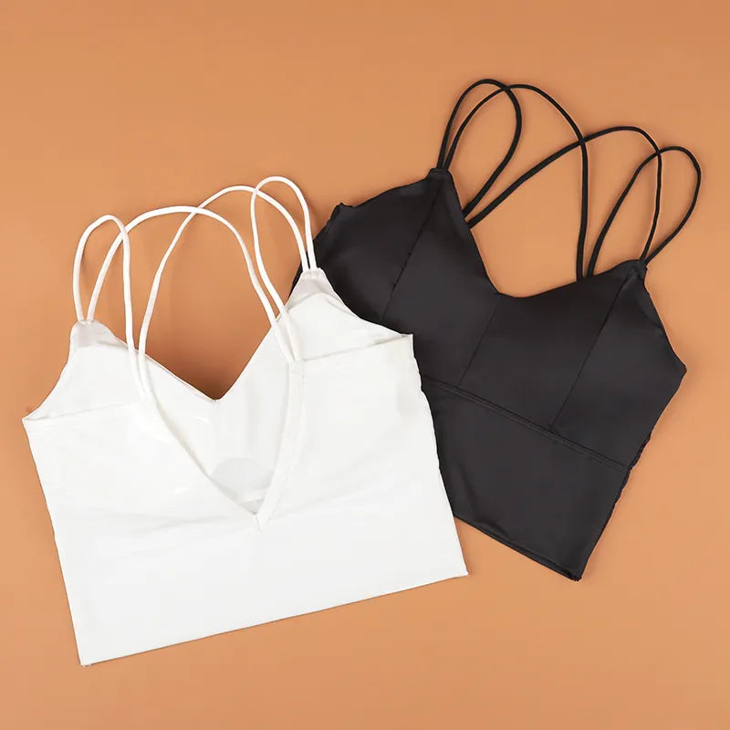 Ice Silk Cross Straps Wireless Sports Bra