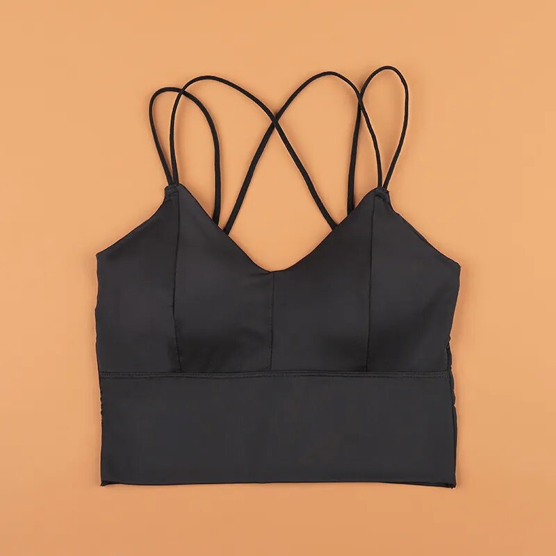 Ice Silk Cross Straps Wireless Sports Bra