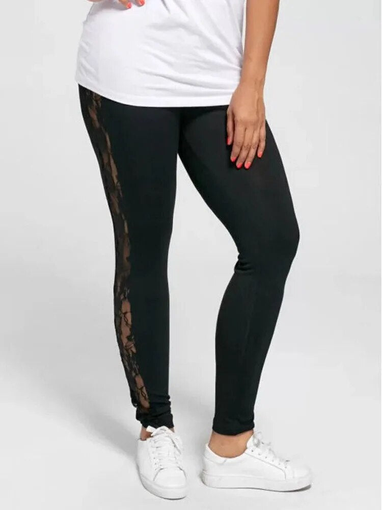 Plus Size Lace High Waist Fitness Leggings