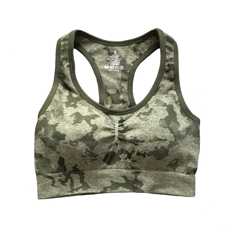 Seamless Fitness Shorts High Waisted/ Camo Workout Tops/ Camo Fitness Leggings