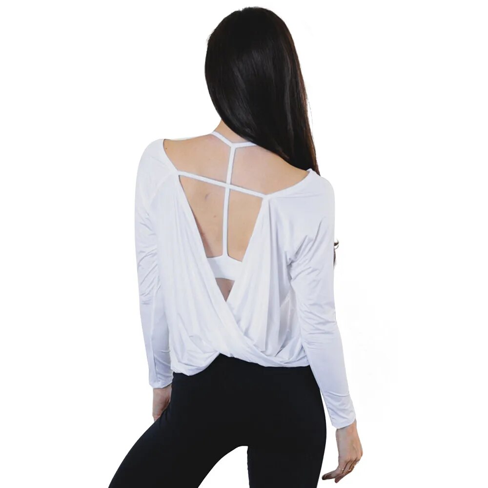 Sport Fitness Blouse Backless/Solid Dry Fit & Loose