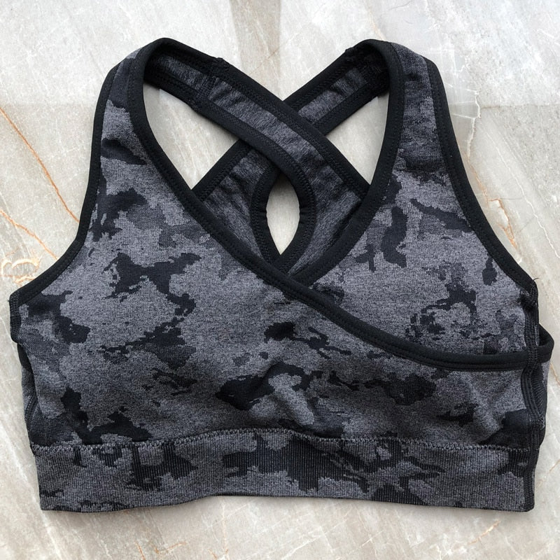 Seamless Fitness Shorts High Waisted/ Camo Workout Tops/ Camo Fitness Leggings