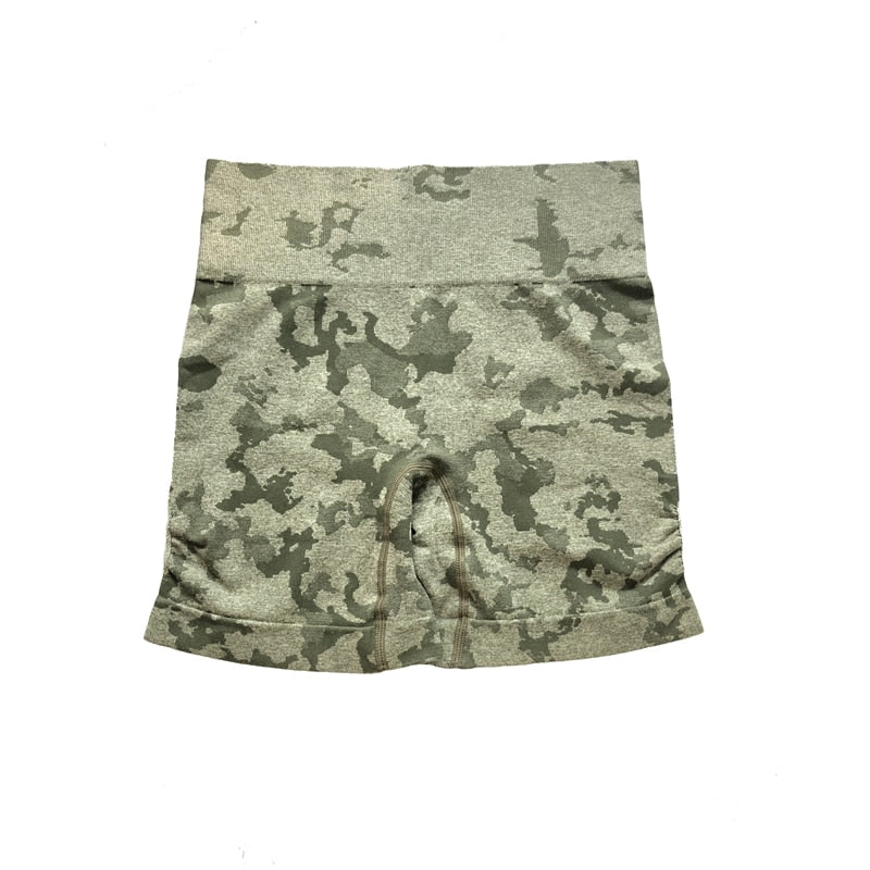 Seamless Fitness Shorts High Waisted/ Camo Workout Tops/ Camo Fitness Leggings