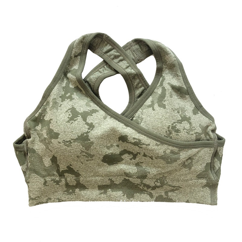 Seamless Fitness Shorts High Waisted/ Camo Workout Tops/ Camo Fitness Leggings
