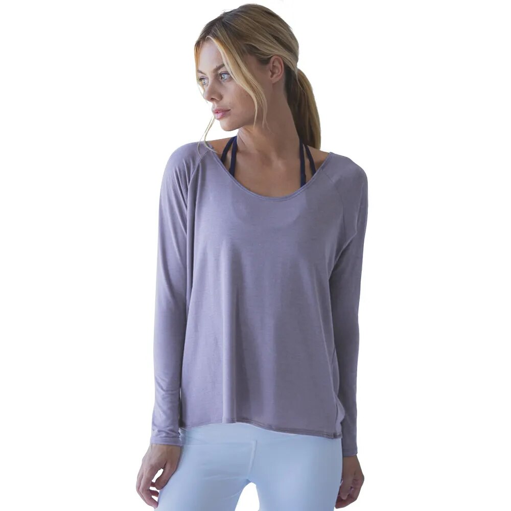 Sport Fitness Blouse Backless/Solid Dry Fit & Loose
