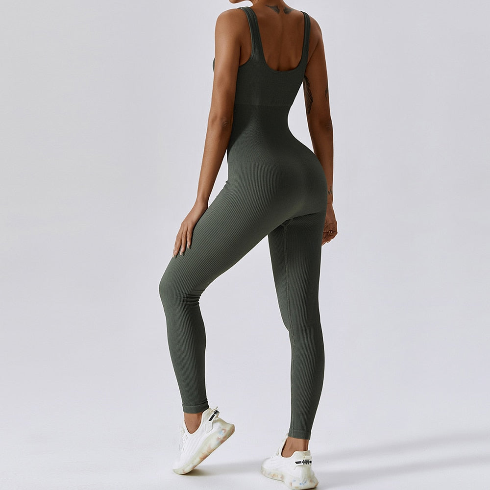 Seamless One-Piece Fitness Workout Set Stretch Bodysuit