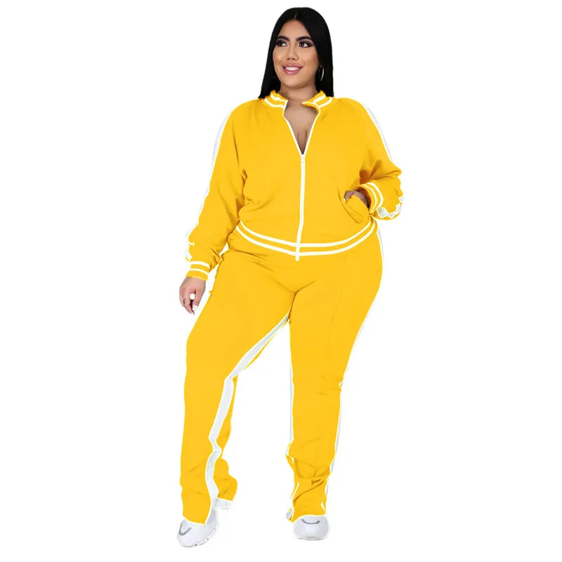 Conjunto de dos piezas de talla grande L-5XL, chándal tipo jogger para mujer