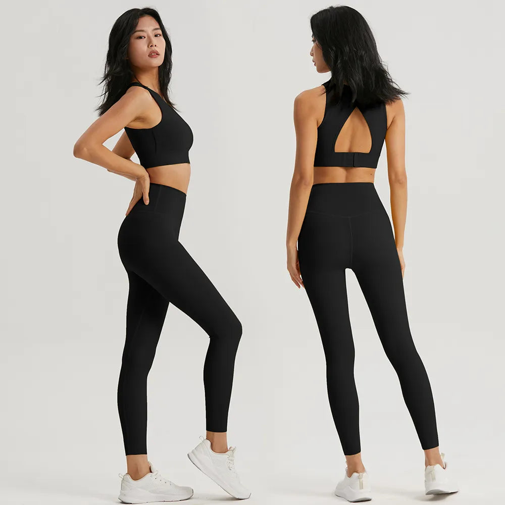 2 Piece Gym Outfit/ Hollow Out Sports Bra and Leggings