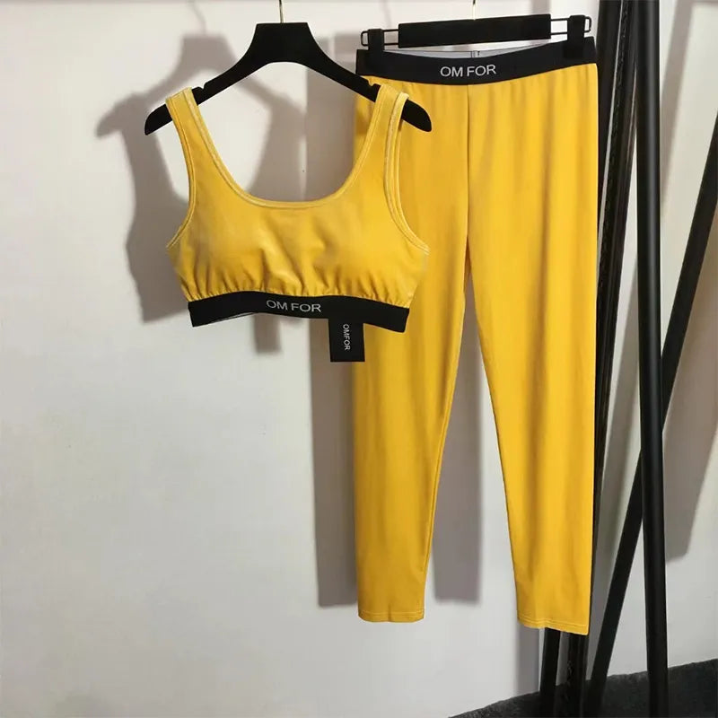 Fitness Bra And Leggings Elastic Slim Two Piece Set - Breathable
