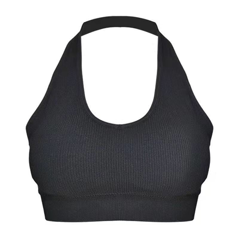 Sujetador deportivo sin aros con cuello halter y espalda descubierta para mujer