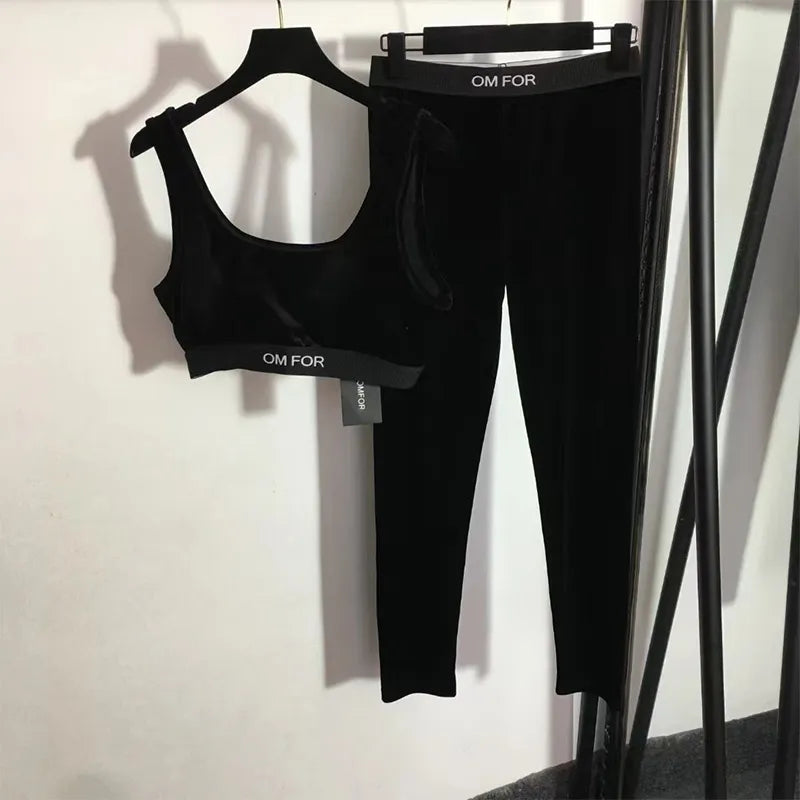 Fitness Bra And Leggings Elastic Slim Two Piece Set - Breathable