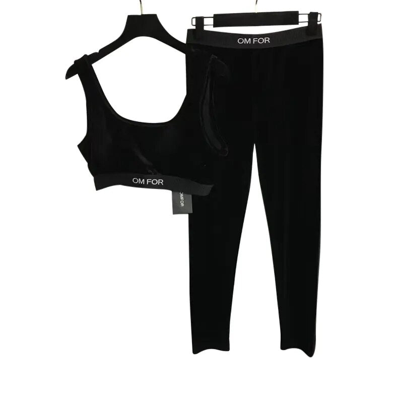 Fitness Bra And Leggings Elastic Slim Two Piece Set - Breathable