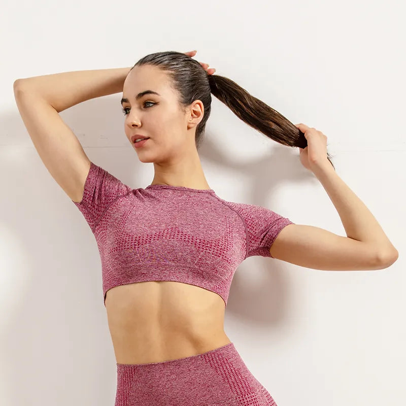 Women Seamless Sports Gym Cropped Tops