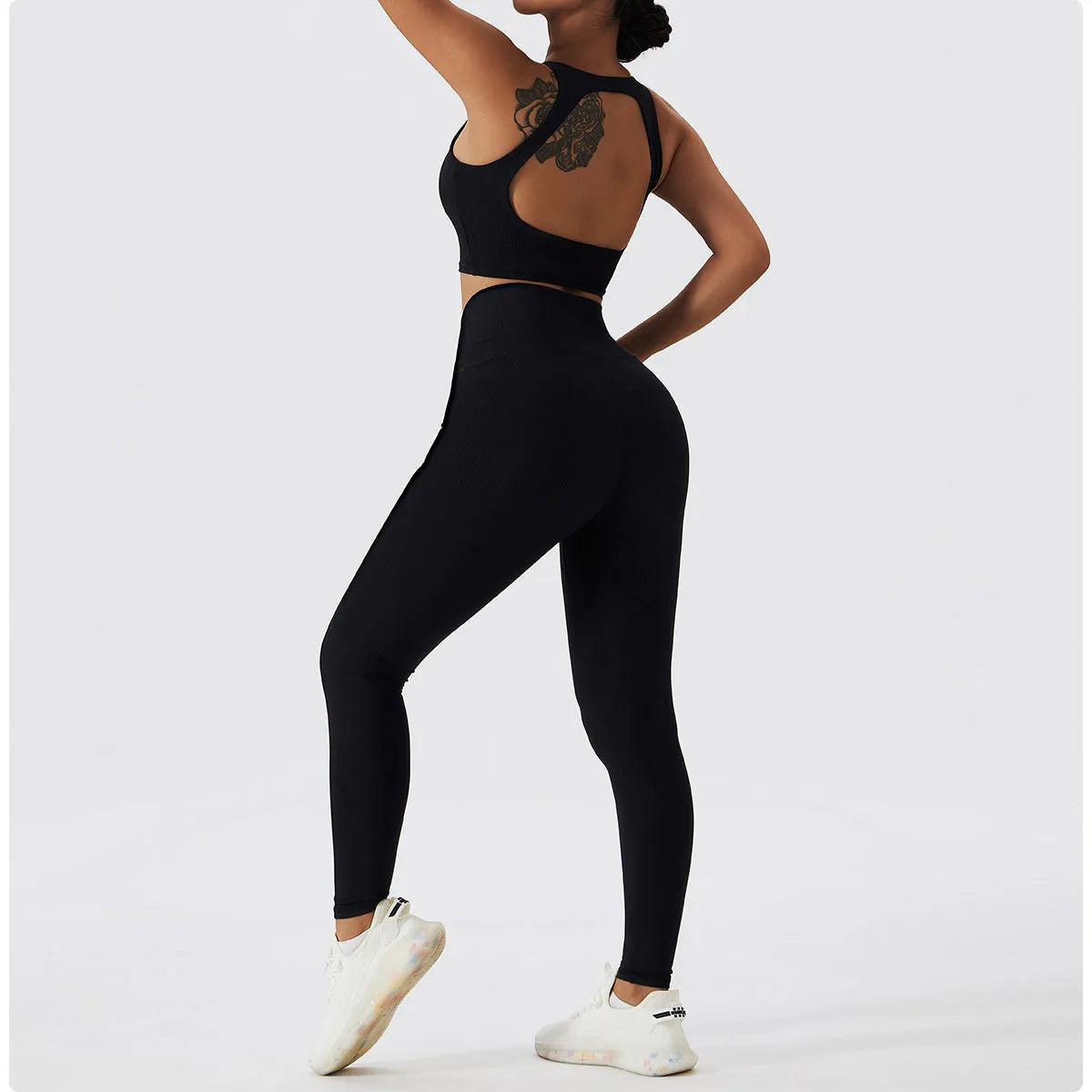 Ribbed Yoga Set Suit For Fitness Sportswear