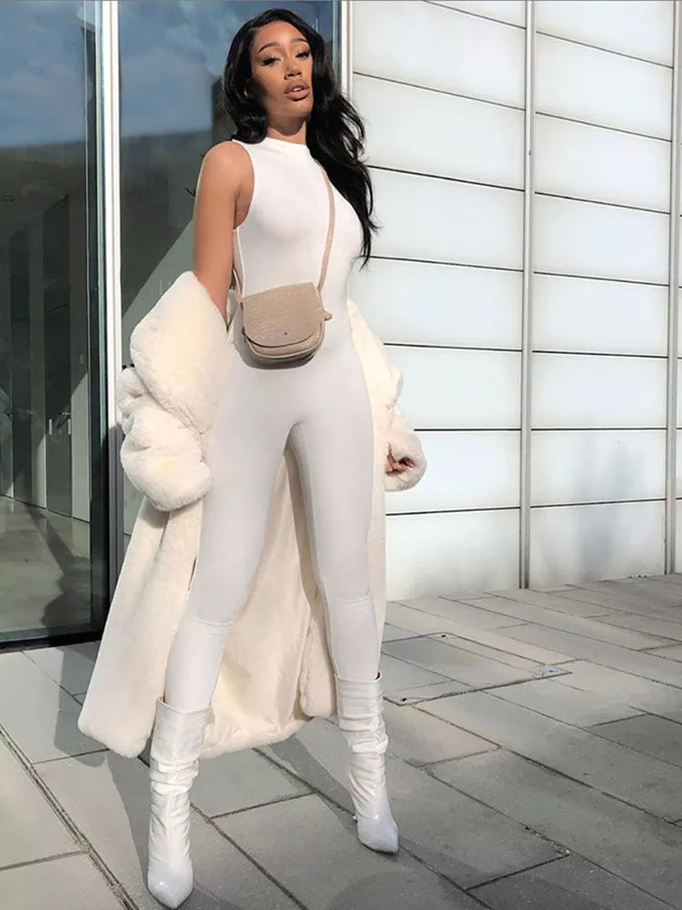 kliou Fitness Jumpsuit Sleeveless Slim Activewear