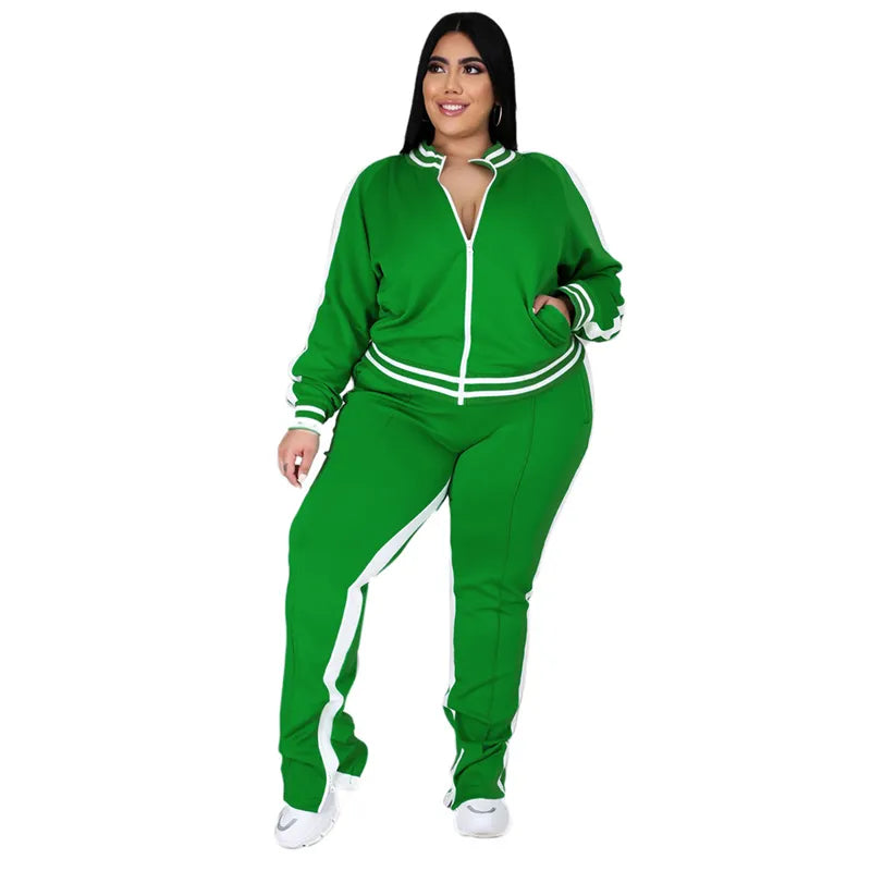 Conjunto de dos piezas de talla grande L-5XL, chándal tipo jogger para mujer