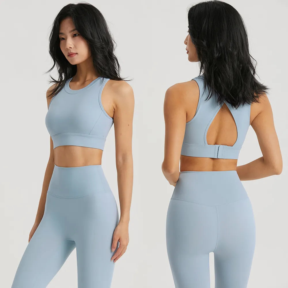 2 Piece Gym Outfit/ Hollow Out Sports Bra and Leggings