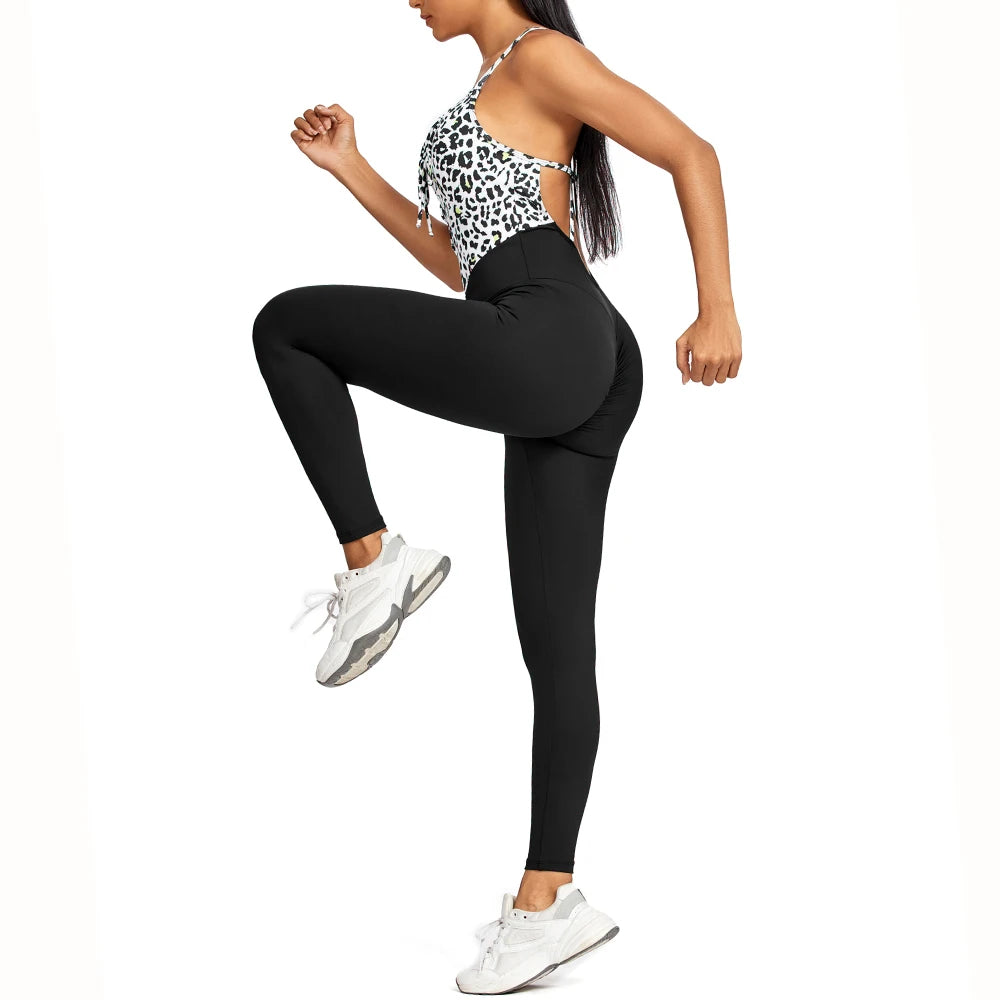 Fitness Patchwork Leopard Catsuit Bodycon Romper