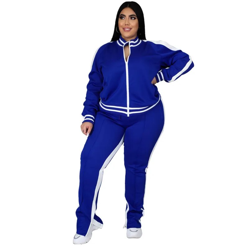 Conjunto de dos piezas de talla grande L-5XL, chándal tipo jogger para mujer