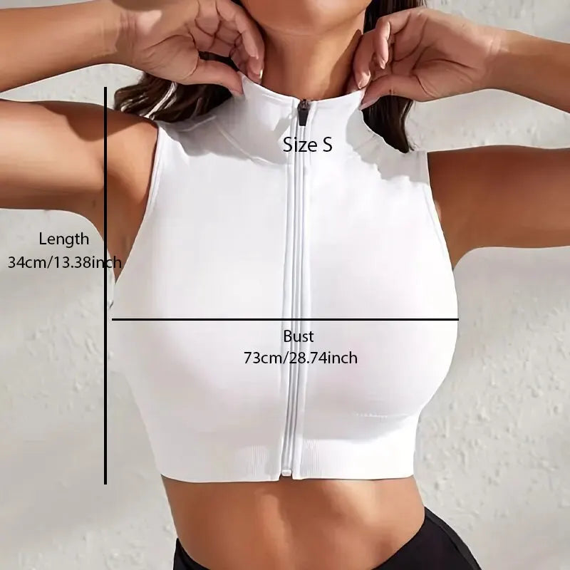 Women's 2-piece Set Close-fitting Breathable Zipper Fitness Vest Top