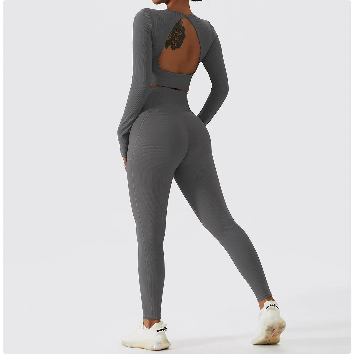 Ribbed Yoga Set Suit For Fitness Sportswear