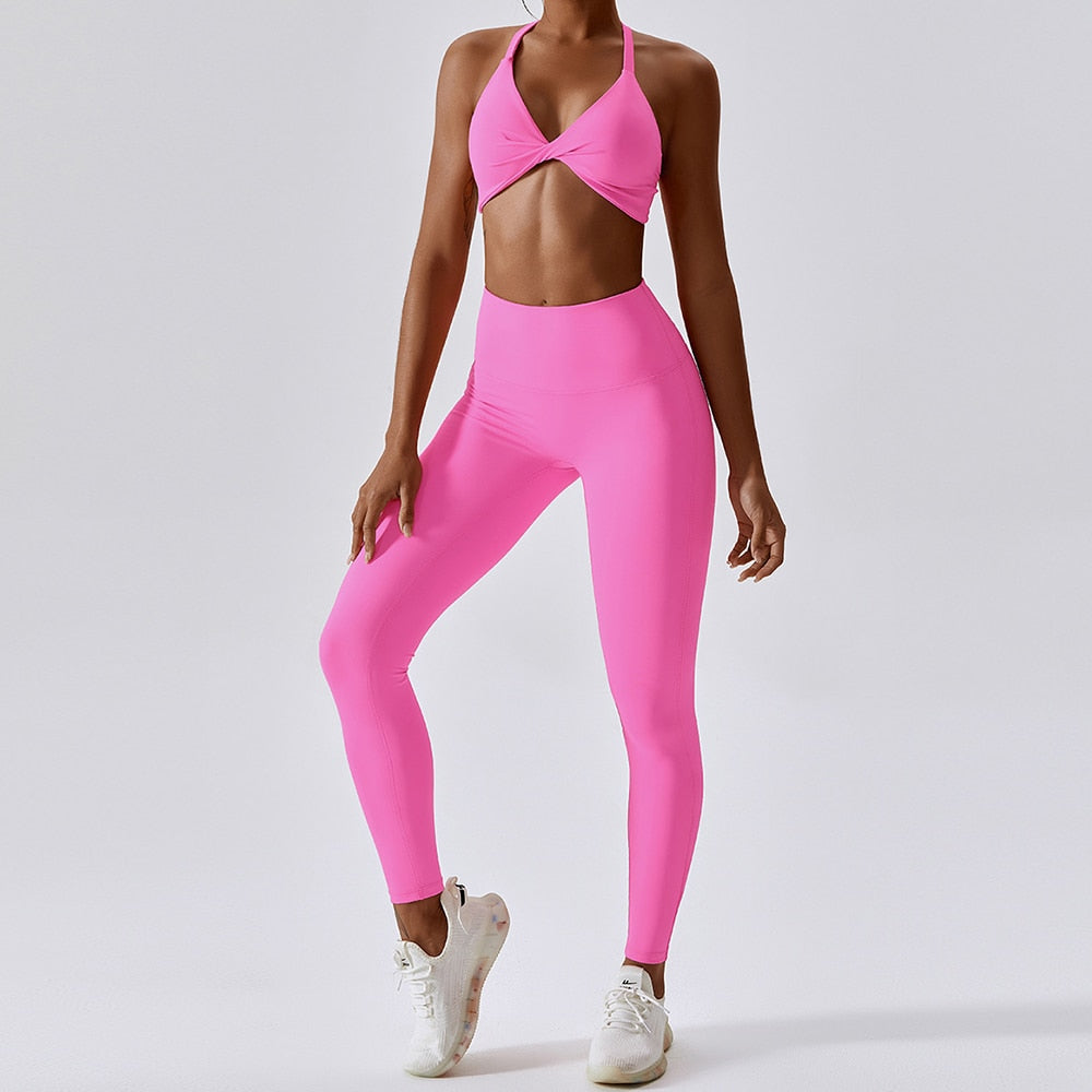 Women's Tracksuit Seamless Drawstring Fitness Set 2PCS