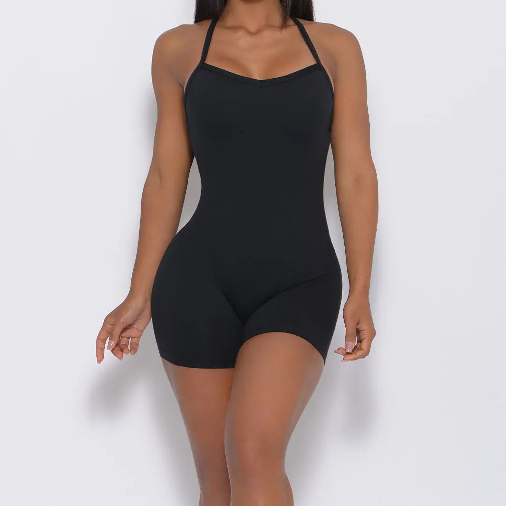 Sports One-piece Fitness Suit Backless Cross Bodysuit
