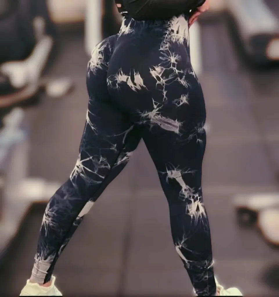 Women Tie Dye Gym Seamless Scrunch Leggings