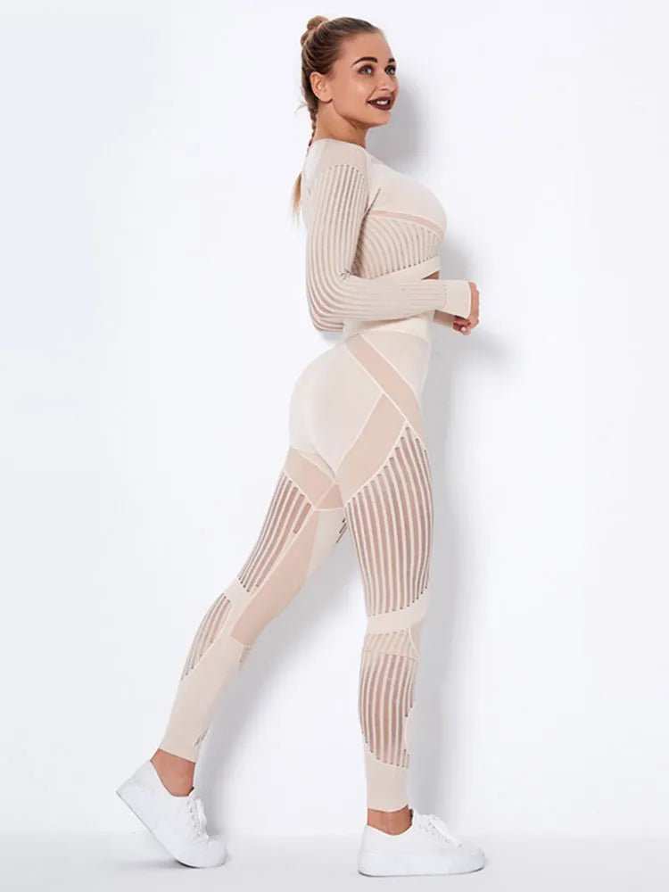 Two Piece Hollow Out Seamless Fitness Set