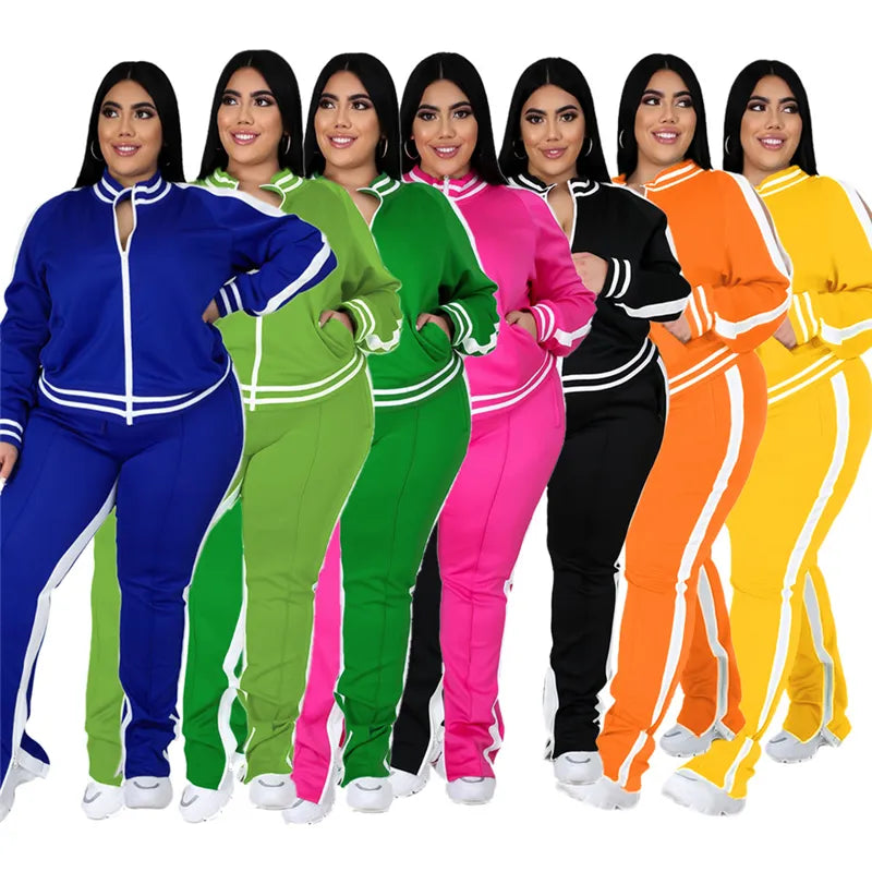 Conjunto de dos piezas de talla grande L-5XL, chándal tipo jogger para mujer