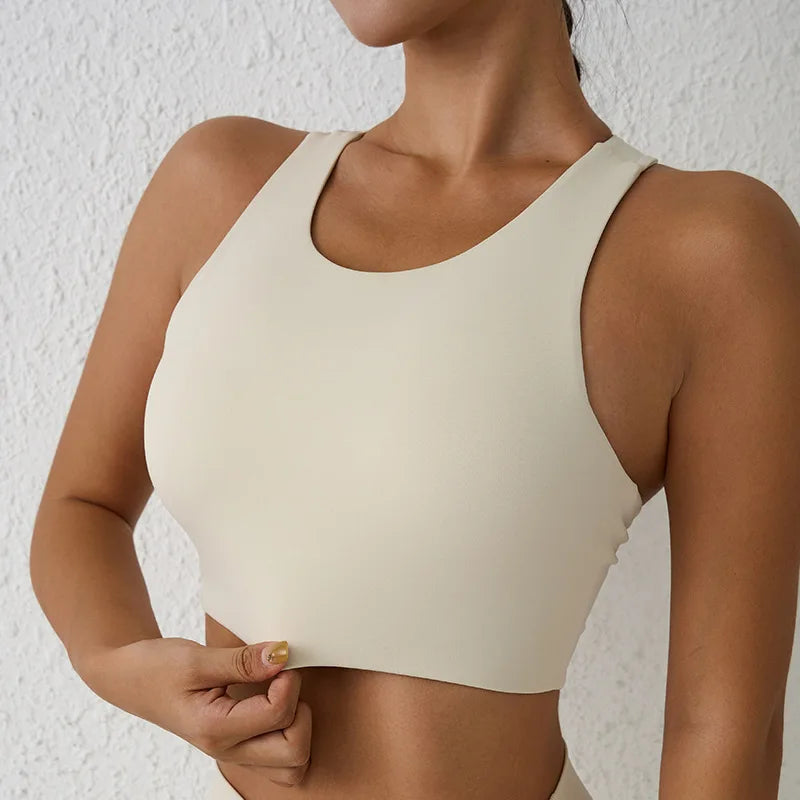 Women Fitness Sports Bra Top/ Back Cutout Athletic High Strength Support