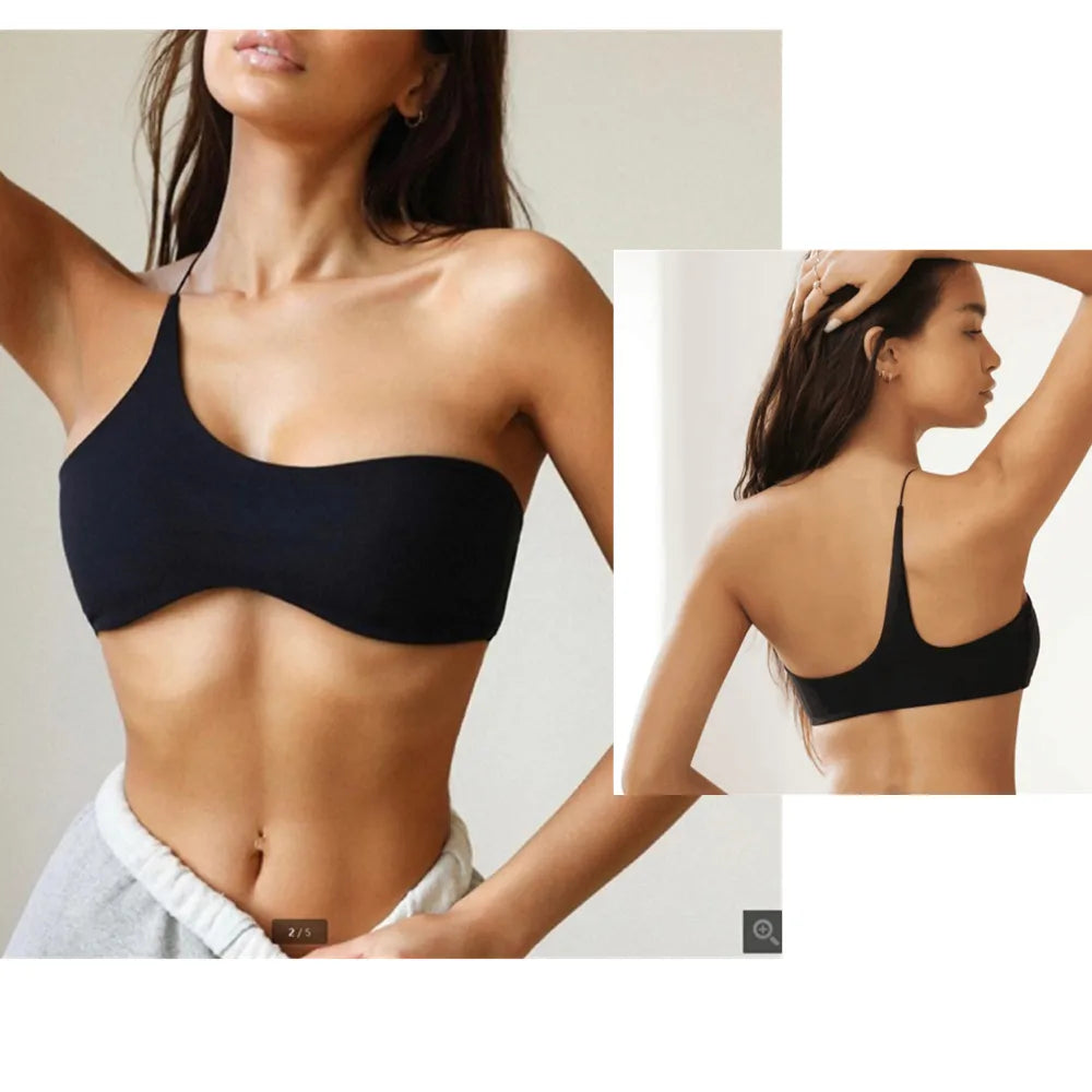 Soft Stretchy Fabric Single Strap Light Fitness Tops