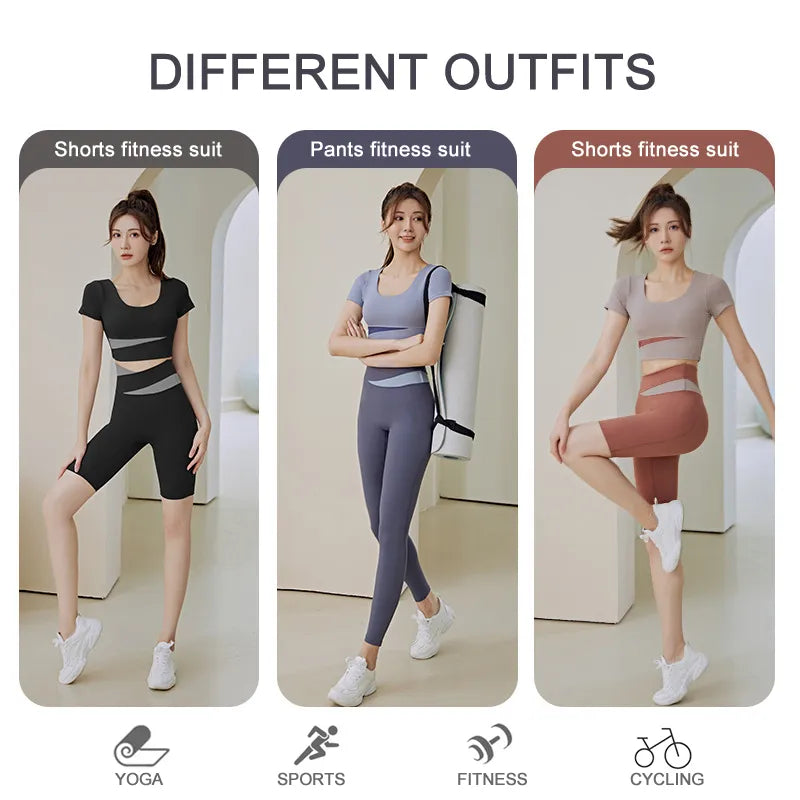 Two Piece Seamless Yoga Set Women Sportswear Suit Outfit