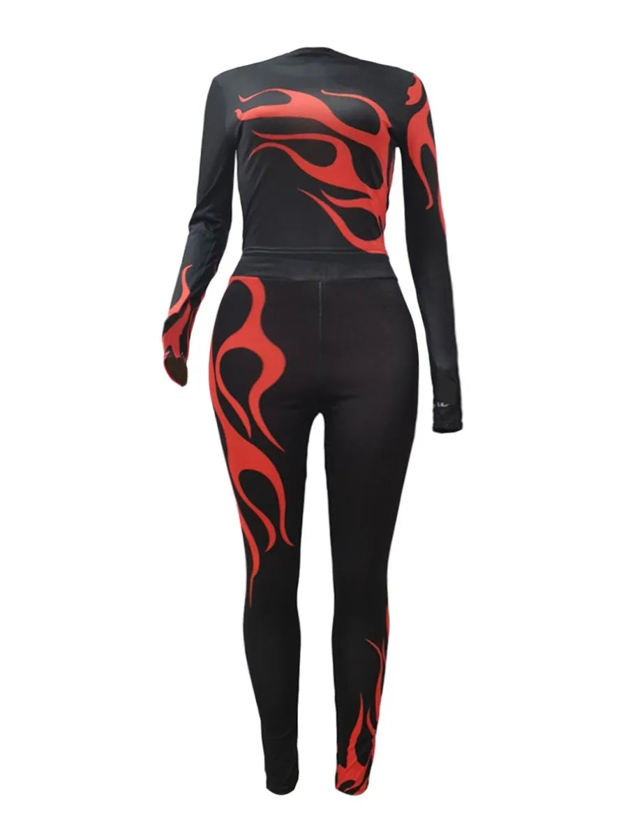 LW Plus Size Winter Women Fitness 2 Two Piece Set With Long Sleeve Crop Top