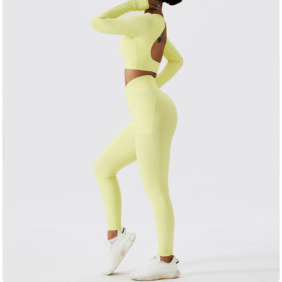 Ribbed Yoga Set Suit For Fitness Sportswear