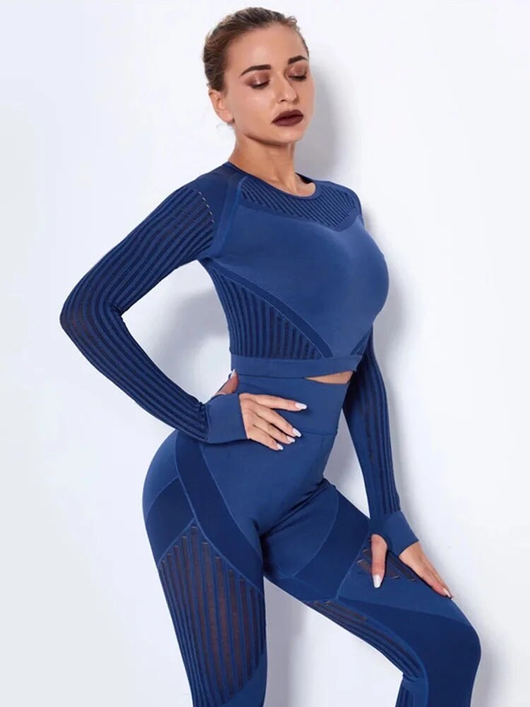 Two Piece Hollow Out Seamless Fitness Set