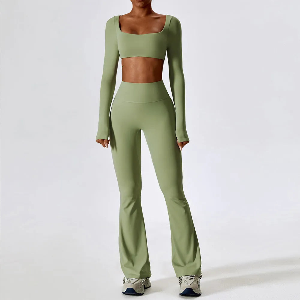 Crop Top 2PCS Seamless Women Sportswear Workout Clothes