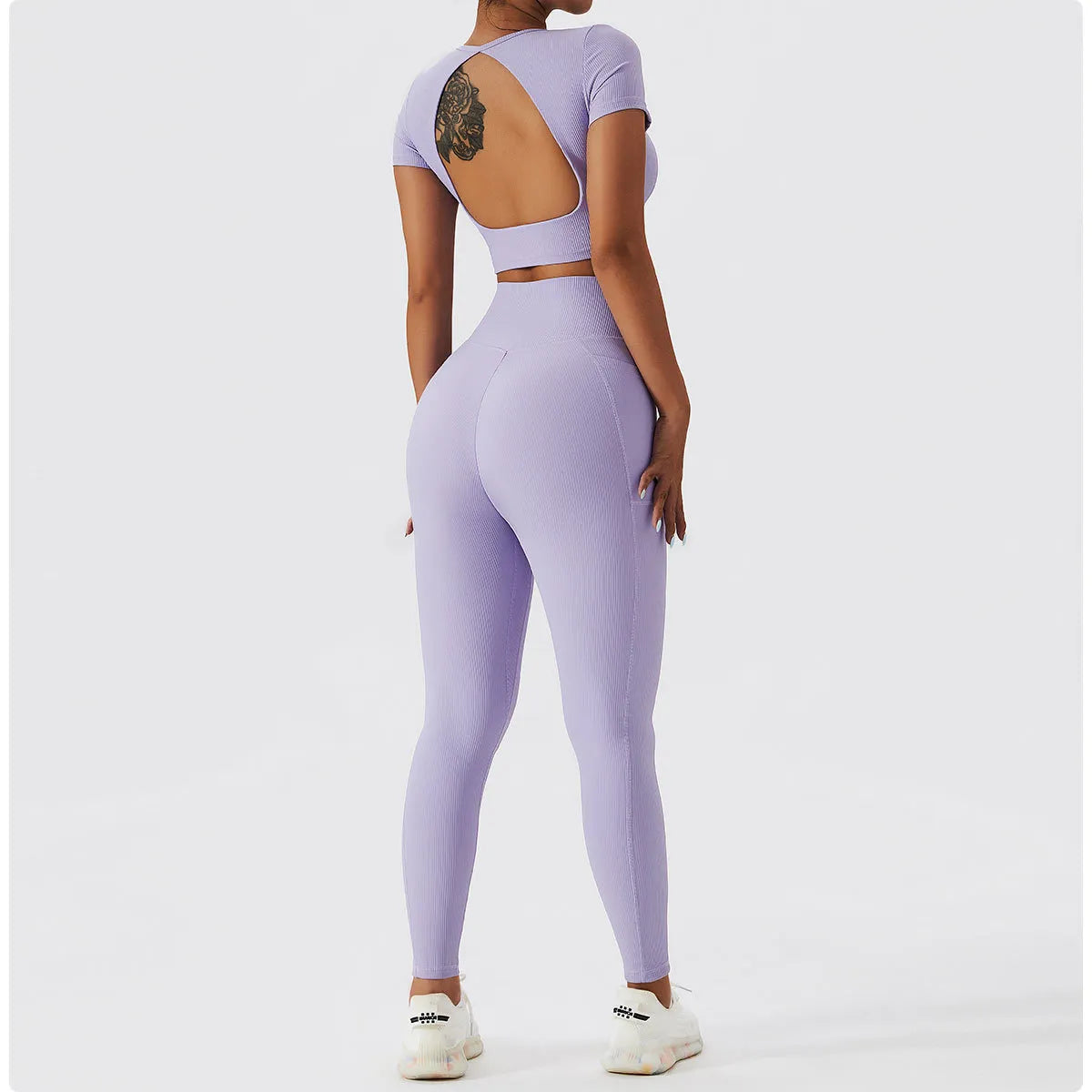 Ribbed Yoga Set Suit For Fitness Sportswear