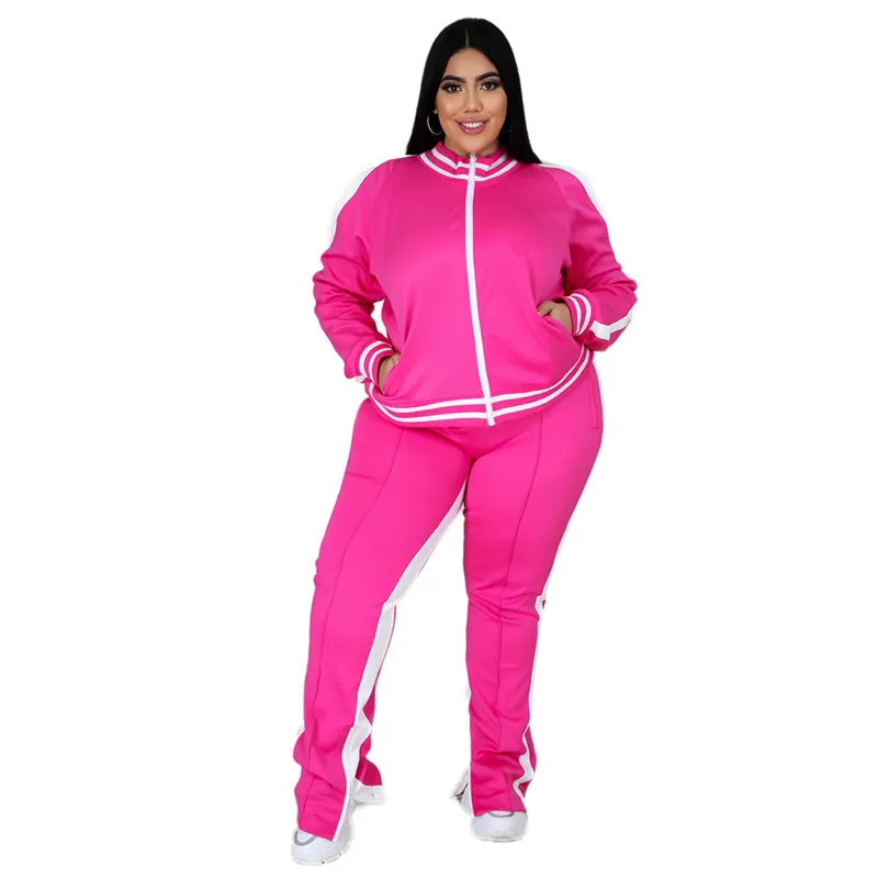 Conjunto de dos piezas de talla grande L-5XL, chándal tipo jogger para mujer