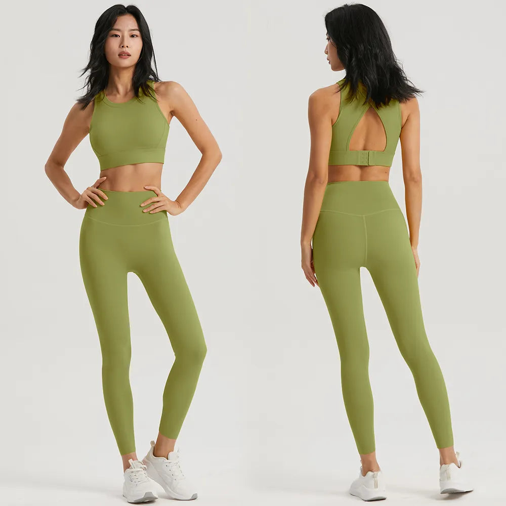 2 Piece Gym Outfit/ Hollow Out Sports Bra and Leggings