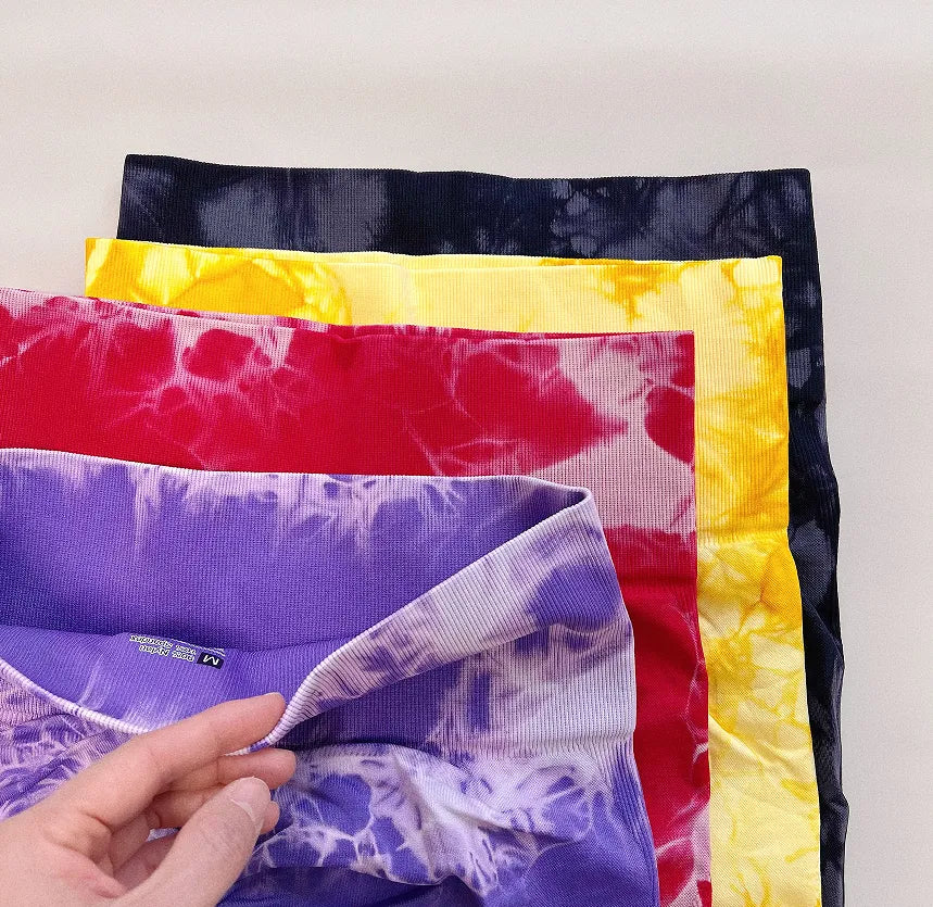 Women Tie Dye Gym Seamless Scrunch Leggings