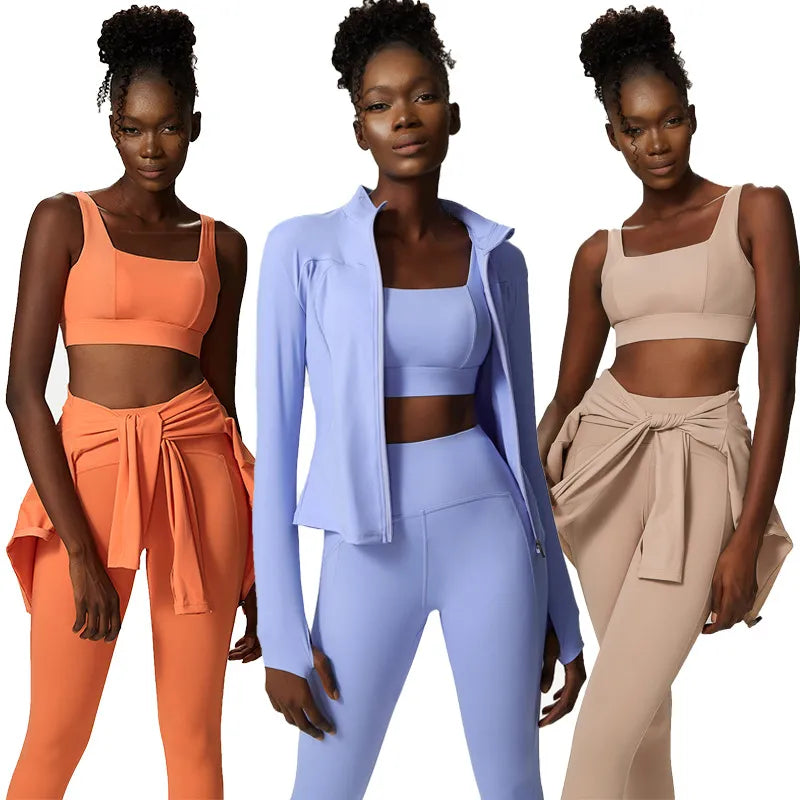 Mix & Match Women's Sports Gym Jackets + Bra + Leggings Fitness Sets