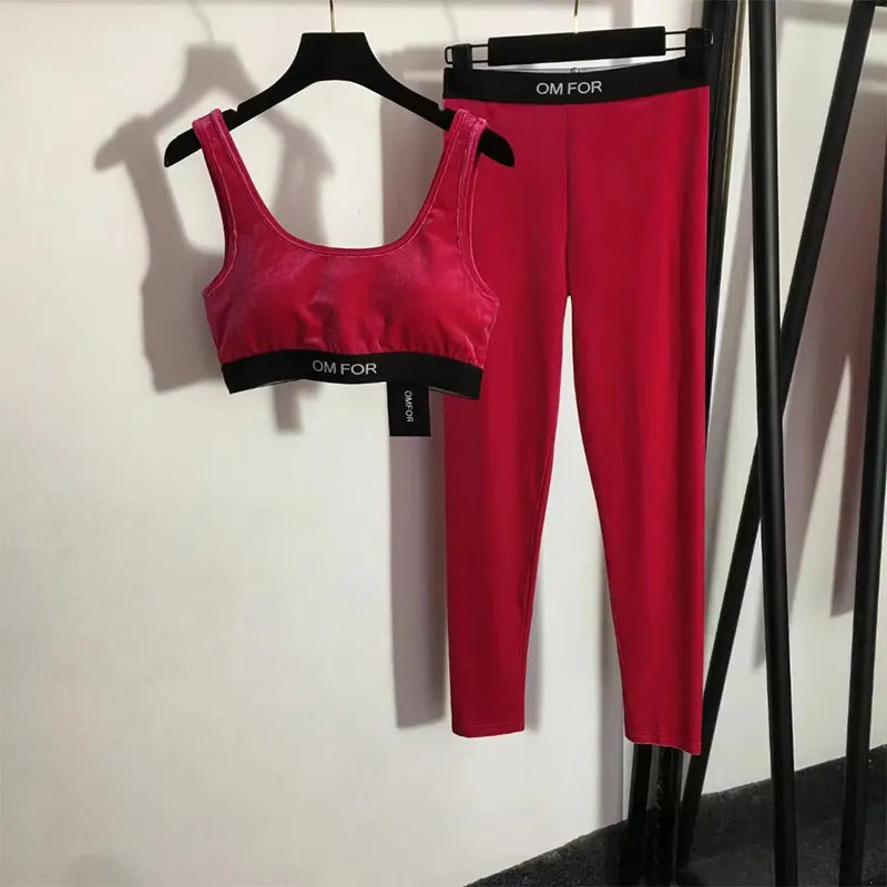 Fitness Bra And Leggings Elastic Slim Two Piece Set - Breathable