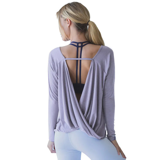 Sport Fitness Blouse Backless/Solid Dry Fit & Loose