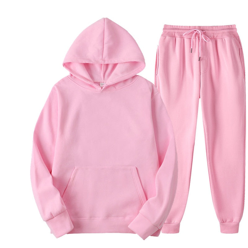 (Two Piece Set)Casual Oversize Fleece Track Set [PLUS SIZES AVAILABLE]